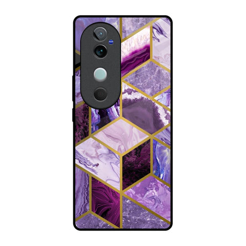 Purple Rhombus Marble Glossy Case for Vivo V40 5G