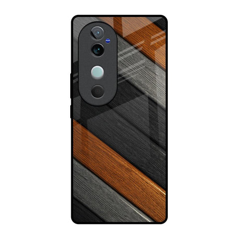 Tri Color Wood Glossy Case for Vivo V40 5G