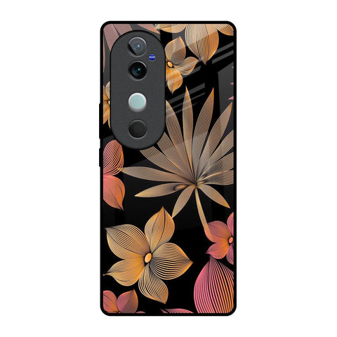 Lines Pattern Flowers Glossy Case for Vivo V40 5G