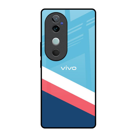 Pink & White Stripes Glossy Case For Vivo V40 5G