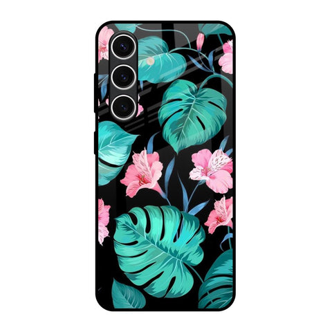 Tropical Leaves & Pink Flowers Glossy Case for Samsung Galaxy S24 FE 5G