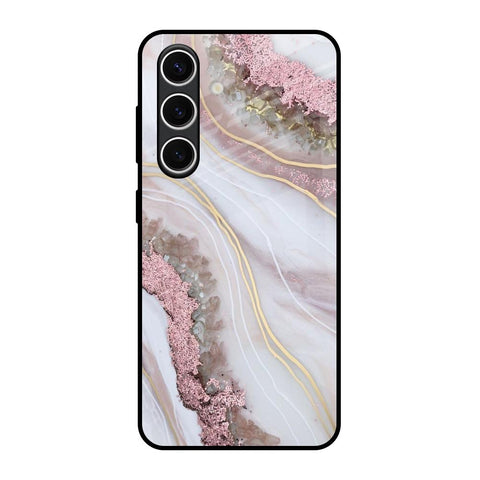 Pink & Gold Gllitter Marble Glossy Case for Samsung Galaxy S24 FE 5G