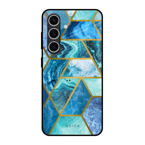 Turquoise Geometrical Marble Glossy Case for Samsung Galaxy S24 FE 5G