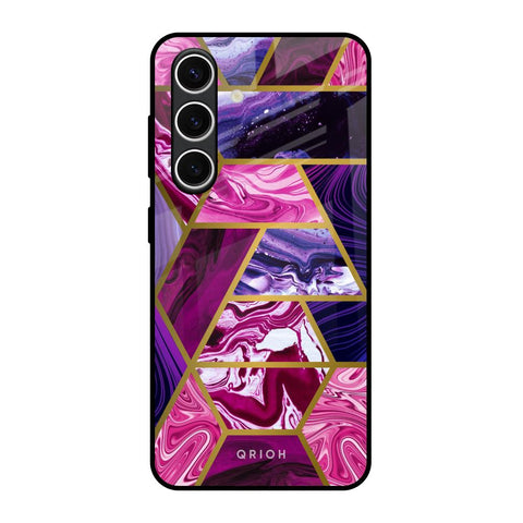 Electroplated Geometric Marble Glossy Case for Samsung Galaxy S24 FE 5G