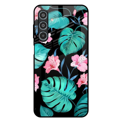 Tropical Leaves & Pink Flowers Glossy Case for Samsung Galaxy M35 5G