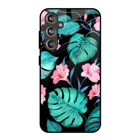 Tropical Leaves & Pink Flowers Glossy Case for Samsung Galaxy F55 5G
