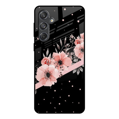 Floral Black Band Glossy Case For Samsung Galaxy M55 5G