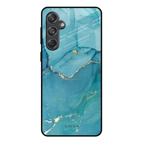 Blue Golden Glitter Glossy Case for Samsung Galaxy M55 5G