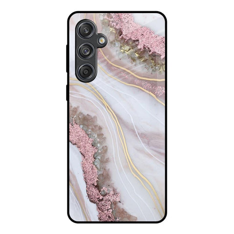 Pink & Gold Gllitter Marble Glossy Case for Samsung Galaxy M55 5G