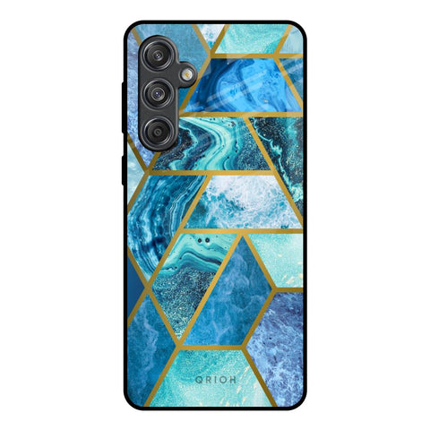 Turquoise Geometrical Marble Glossy Case for Samsung Galaxy M55 5G