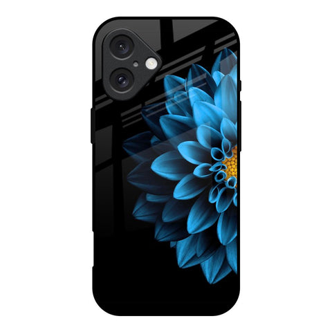 Half Blue Flower Glossy Case for iPhone 16