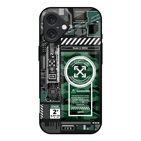 Green Camo Circuit Glossy Case for iPhone 16