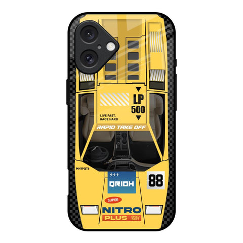 Yellow Racing Car Glossy Case for iPhone 16