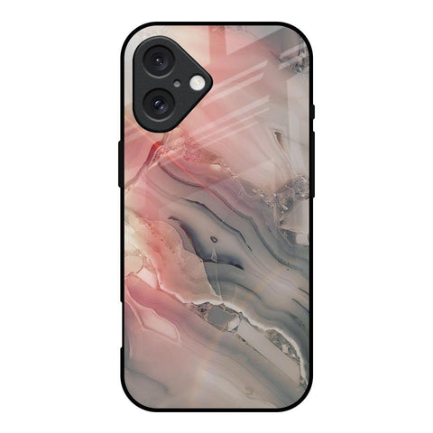 Pink And Grey Marble Glossy Case For iPhone 16
