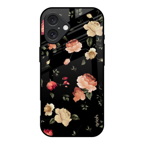 Black Spring Floral Glossy Case for iPhone 16