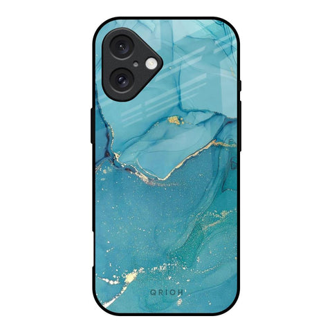 Blue Golden Glitter Glossy Case for iPhone 16