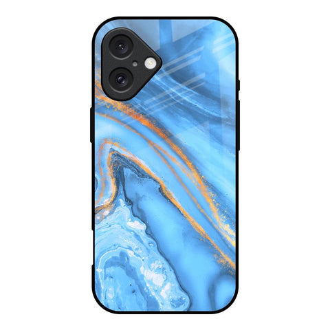 Vibrant Blue Marble Glossy Case for iPhone 16