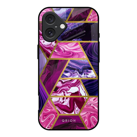 Electroplated Geometric Marble Glossy Case for iPhone 16