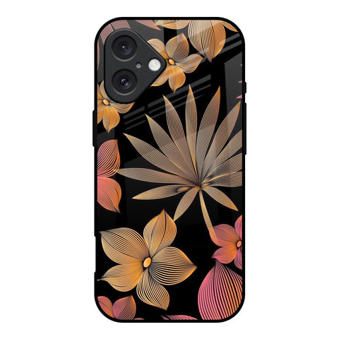 Lines Pattern Flowers Glossy Case for iPhone 16