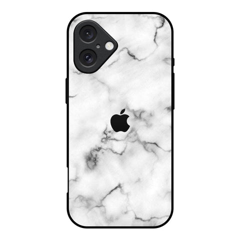 Satin White Marble Glossy Case for iPhone 16