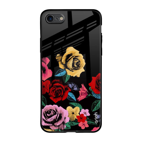 Floral Decorative Glossy Case For iPhone 7