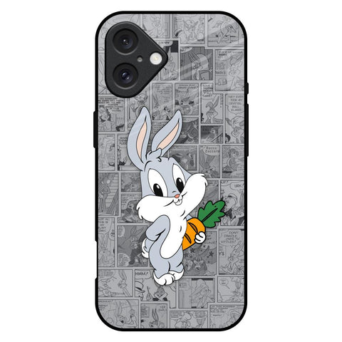 Cute Baby Bunny Glossy Case for iPhone 16 Plus