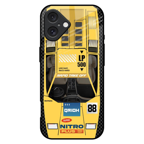 Yellow Racing Car Glossy Case for iPhone 16 Plus