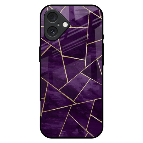 Geometric Purple Glossy Case For iPhone 16 Plus