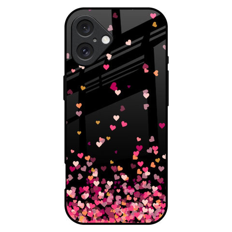 Heart Rain Fall Glossy Case For iPhone 16 Plus