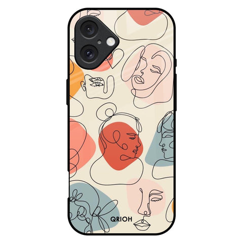 Abstract Faces Glossy Case for iPhone 16 Plus