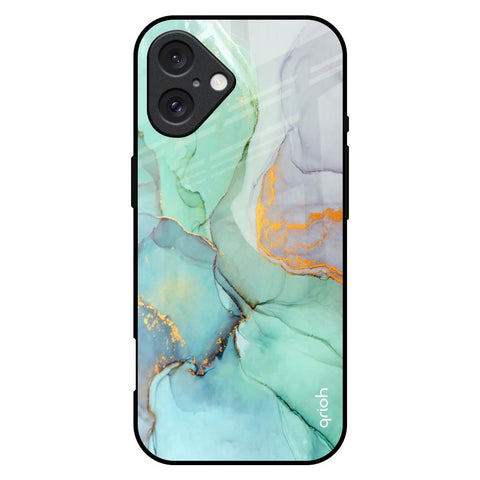 Green Marble Glossy Case for iPhone 16 Plus