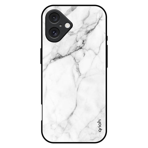 Modern White Marble Glossy Case for iPhone 16 Plus