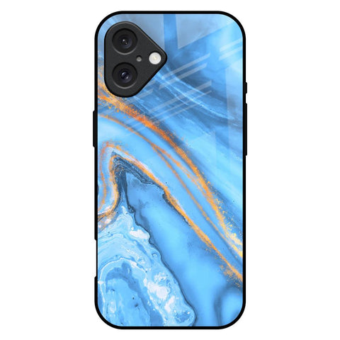 Vibrant Blue Marble Glossy Case for iPhone 16 Plus