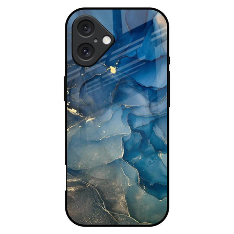 Blue Cool Marble Glossy Case for iPhone 16 Plus