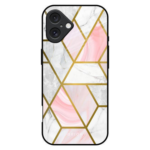 Geometrical Marble Glossy Case for iPhone 16 Plus