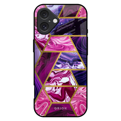 Electroplated Geometric Marble Glossy Case for iPhone 16 Plus