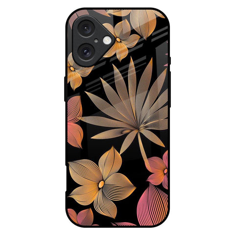 Lines Pattern Flowers Glossy Case for iPhone 16 Plus