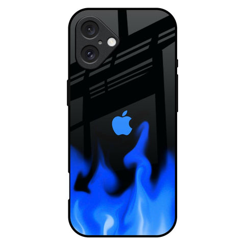 Blue Flames Glossy Case for iPhone 16 Plus