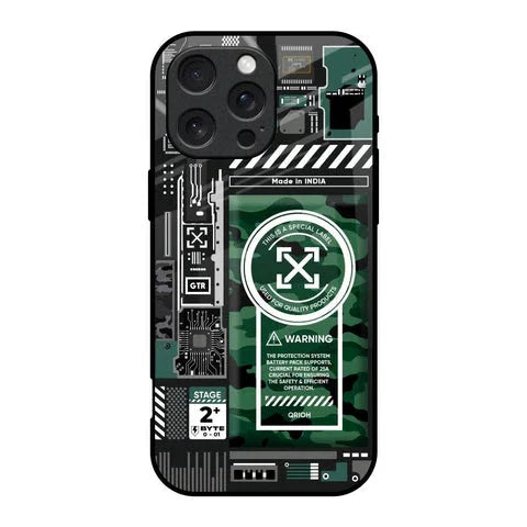 Green Camo Circuit Glossy Case for iPhone 16 Pro