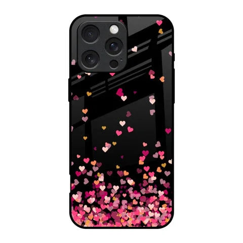 Heart Rain Fall Glossy Case For iPhone 16 Pro