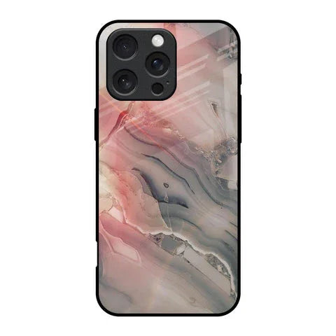 Pink And Grey Marble Glossy Case For iPhone 16 Pro