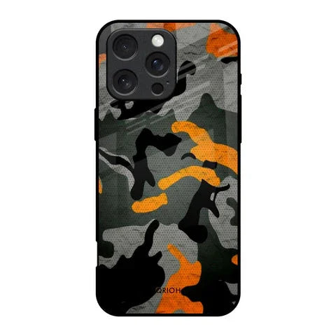 Camouflage Orange Glossy Case For iPhone 16 Pro