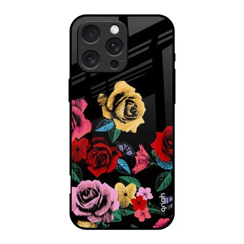 Floral Decorative Glossy Case For iPhone 16 Pro