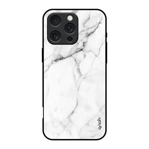 Modern White Marble Glossy Case for iPhone 16 Pro