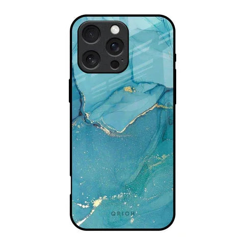 Blue Golden Glitter Glossy Case for iPhone 16 Pro