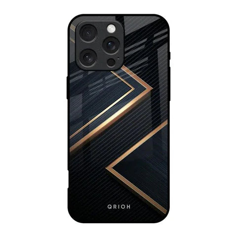 Sleek Golden & Navy Glossy Case for iPhone 16 Pro