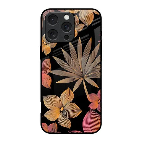 Lines Pattern Flowers Glossy Case for iPhone 16 Pro