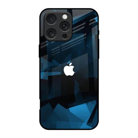 Polygonal Blue Box Glossy Case For iPhone 16 Pro