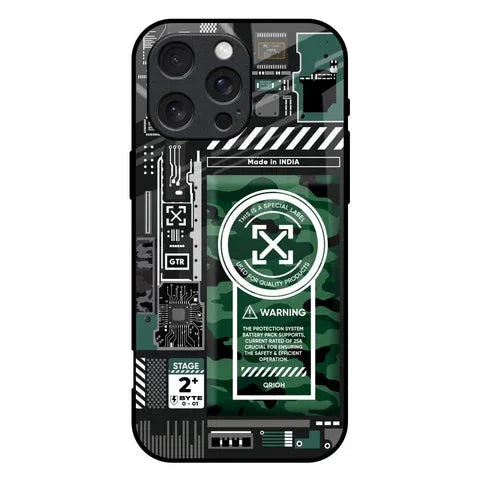 Green Camo Circuit Glossy Case for iPhone 16 Pro Max