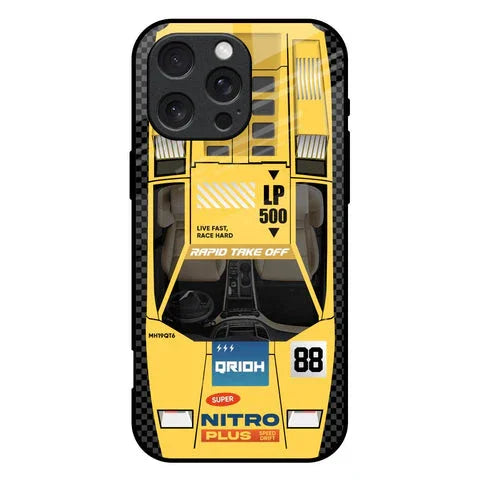 Yellow Racing Car Glossy Case for iPhone 16 Pro Max